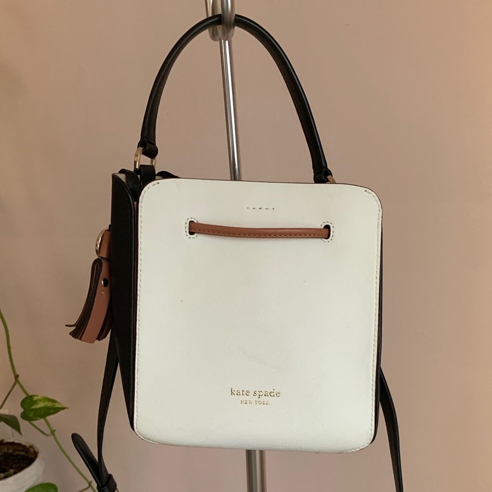 kate spade White and Black Crossbody Bag with Brown Accent